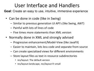 User Interface and Handlers