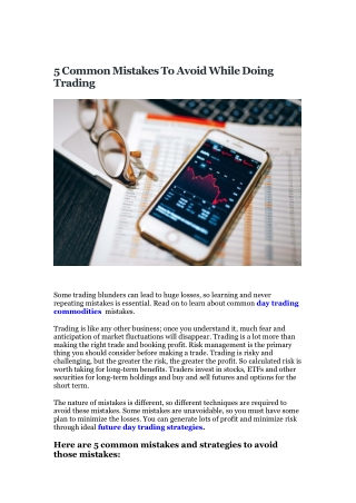 5 Common Mistakes To Avoid While Doing Trading