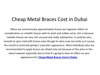 Cheap Metal Braces Cost in Dubai