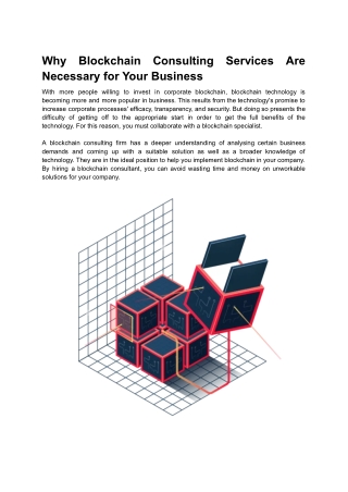 Why Blockchain Consulting Services Are Necessary for Your Business