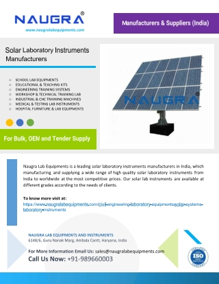 Solar Laboratory Instruments Manufacturers