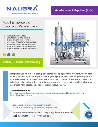 Food Technology Lab Equipments Manufacturers