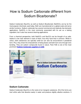 How is Sodium Carbonate different from sodium Bicarbonate