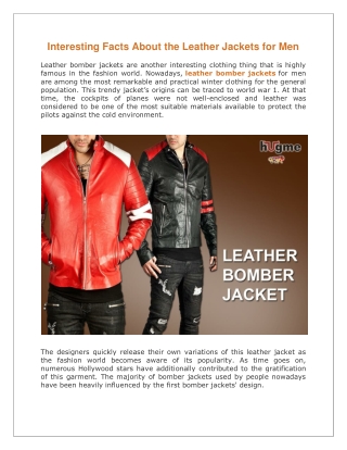 Interesting Facts About the Leather Jackets for Men