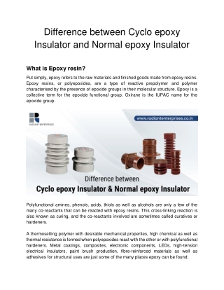 Difference between Cyclo epoxy Insulator and Normal epoxy Insulator