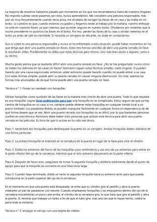 MANERAS SENCILLAS DE ABRIR UNA CERRADURA SIN LLAVES