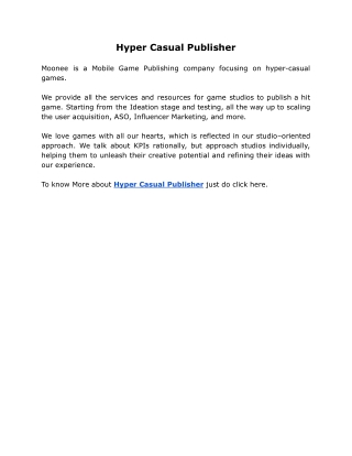 Hyper Casual Publisher