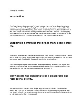 A Shopping Addiction