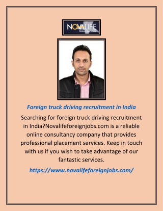 Foreign truck driving recruitment in India