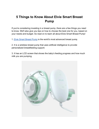 5 Things to Know About Elvie Smart Breast Pump