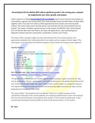 Global Immortalized Cell Line Market Opportunities and Forecast 2020-2027