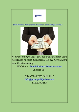 Small Business Disaster Loans Assistance - Grant Phillips Law PLLC