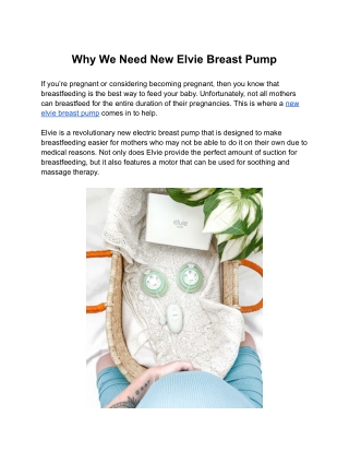 Why We Need New Elvie Breast Pump