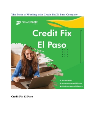 The Perks of Working with Credit Fix El Paso Company