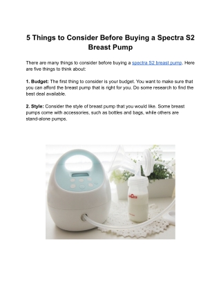 5 Things to Consider Before Buying a Spectra S2 Breast Pump