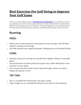 Best Exercises For Golf Swing to Improve Your Golf Game