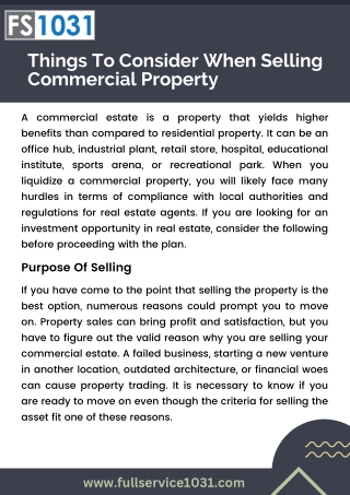 Things To Consider When Selling Commercial Property