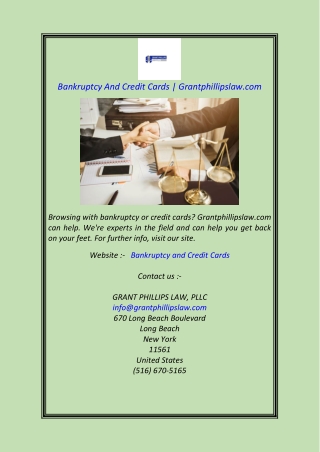 Bankruptcy And Credit Cards  Grantphillipslaw.com