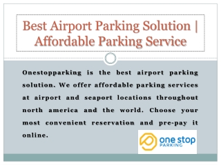Best Airport Parking Solution | Affordable Parking Service