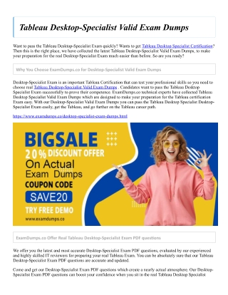 Tableau Desktop-Specialist Valid Exam Dumps