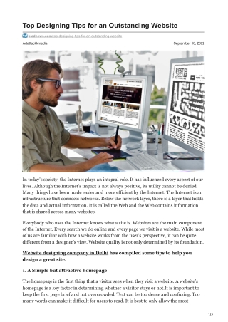 Top Designing Tips for an Outstanding Website