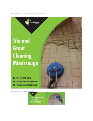 Tile And Grout Cleaning Mississauga By Professional