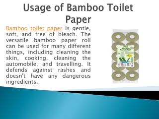 Usage of Bamboo Toilet Paper