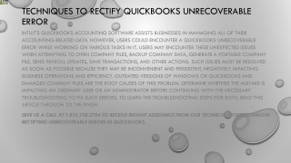 An easy method to troubleshoot QuickBooks Unrecoverable Error