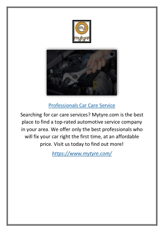 Professionals Car Care Service | Mytyre.com