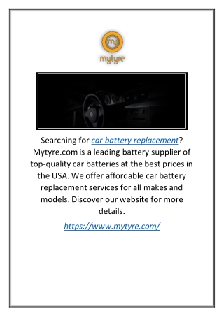 Car Battery Replacement | Mytyre.com