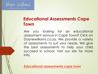 Educational Assessments Cape Town  Daynewilliams.co.za