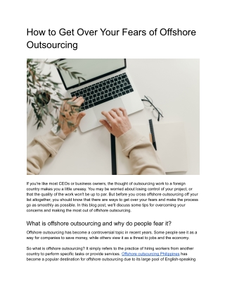 How to Get Over Your Fears of Offshore Outsourcing
