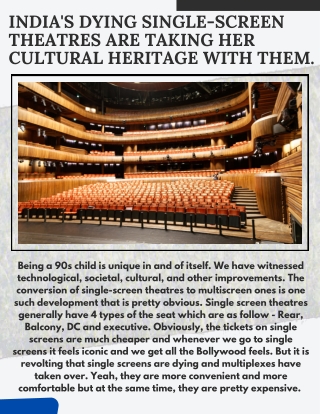 India's dying single-screen theatres are taking her cultural heritage with them Mohit Bansal Chandigarh