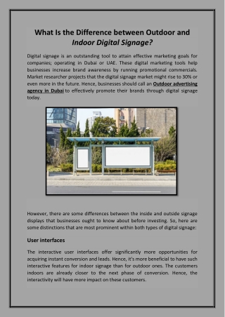 What Is the Difference between Outdoor and Indoor Digital Signage