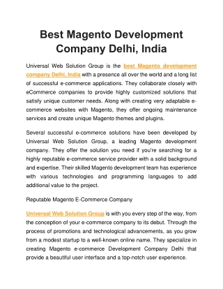 Best Magento Development Company Delhi