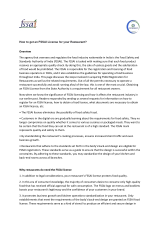 How to get an FSSAI License for your Restaurant?