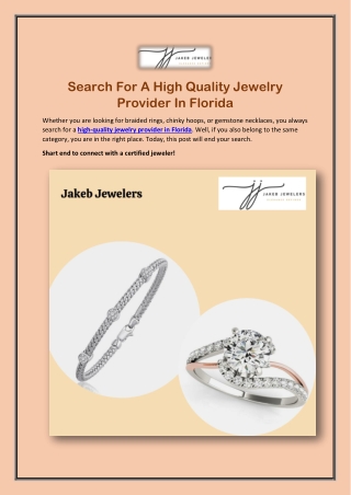 Search For A High Quality Jewelry Provider In Florida