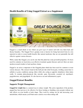 Health Benefits of Using Guggul Extract as a Supplement