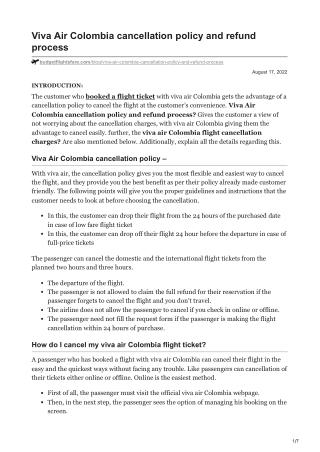 Viva Air Colombia cancellation policy and refund process