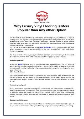 Why Luxury Vinyl Flooring Is More Popular than Any other Option