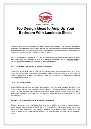 Top Design Ideas to Amp Up Your Bedroom With Laminate Sheet