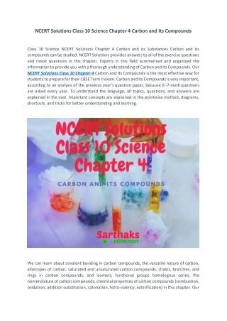 NCERT Solutions Class 10 Science Chapter 4 Carbon and Its Compounds