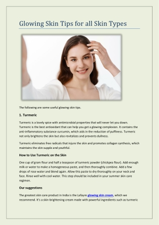 Glowing Skin Tips for all Skin Types