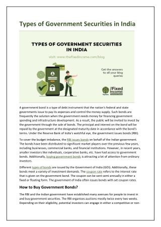 Types of Government Securities in India