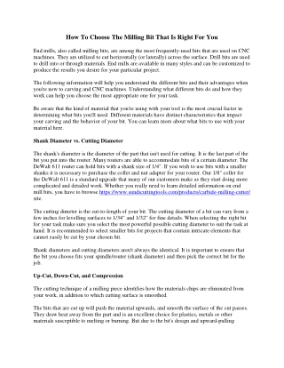 Selecting Your Milling Bit