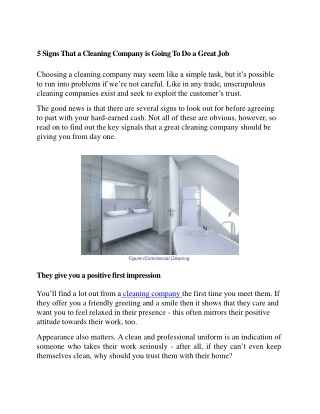 5 Signs That a Cleaning Company is Going To Do a Great Job