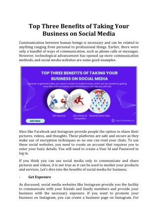 Top Three Benefits of Taking Your Business on Social Media