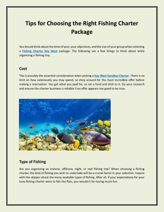 Tips for Choosing the Right Fishing Charter Package