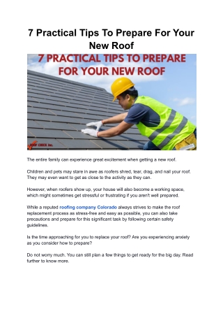 7 Practical Tips To Prepare For Your New Roof