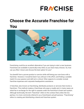 Choose the Accurate Franchise for You